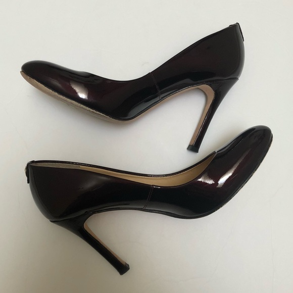 wine patent leather pumps